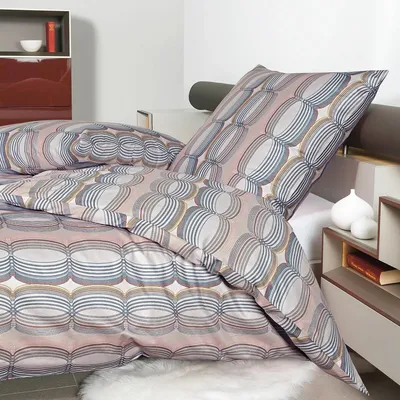 Produktbild von Janine Mako-Satin Bettwäsche moments 98086 koralle bleu rosenholz 155x220 cm + 80x80 cm