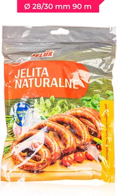 Zdjęcie produktu dla JELUX - Jelita naturalne wieprzowe 28/30 - 90 M do kiełbasy białej, podwawelskiej, śląskiej, wiejskiej, chorizo