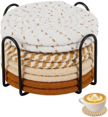 Image de Sous-verres ronds en coton, lot de 8, 11 cm