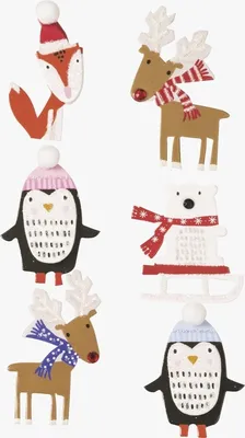 Produktbild von Sticker-Etikett Weihnachtstiere 6 Stück 4-farbig Packung mit 6 Stück