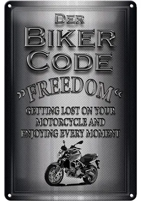 Produktbild von Blechschild Motorrad 20x30cm Biker Code Freedom getting