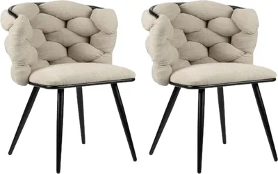 Produktbild von 2er-Set Esszimmerstühle Rock aus Chenille - Beige