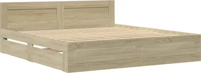 Produktbild von Bettgestell mit Kopfteil Sonoma-Eiche 200x200 cm Holzwerkstoff