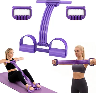 Produktbild von 3-in-1-Pedal-Widerstandsband-Set mit 8 Widerstandsbändern für Oberschenkel, Bauch, Beine und Po, Beintrainer mit Griffen für Krafttraining, Pilates und Yoga