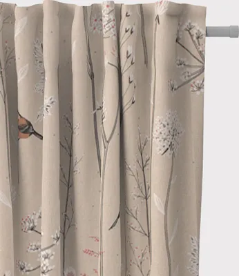 Produktbild von SCHÖNER LEBEN. Vorhang Soft Branch Blüten Gräser Vögel natur rosa 2 Aufhängung Smok-Schlaufenband