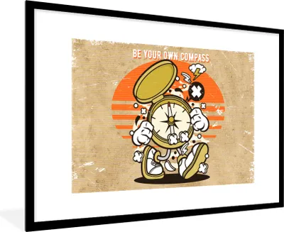 Produktbild von MuchoWow® MuchoWow® Gerahmtes Poster Kompass - Vintage - Zitat 90x60 cm - Poster mit zchwarzem Bilderrahmen - Wanddekoration - Fotos