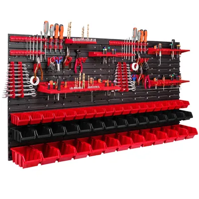 Obrázok produktu pre 47 Stohovacie boxy Držiaky na náradie Nástenné regály Dielenské regály na náradie Stena 156x78cm Držiaky na náradie Úložný systém Hromadné regály Vizuálne úložné boxy Extra silné nástenné panely Regály Rozšíriteľný dielenský regálový sklad Re