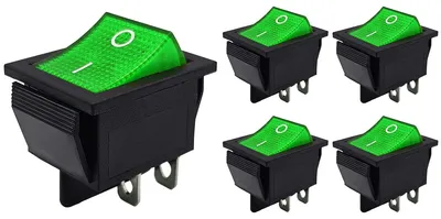 Produktbild von ProRide Wippschalter ON/OFF KCD4-202 2-polig 250V/16A Grün - 5 Stück