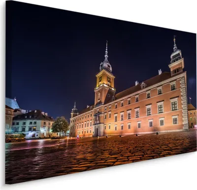 Produktbild von Fabelhafte Canvas LEINWAND BILDER 40x30 cm XXL Kunstdruck Warschau Schloss Nacht