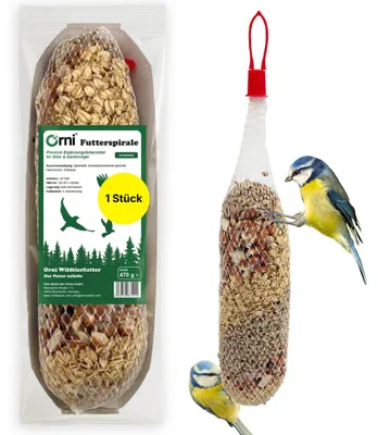 Produktbild von Orni Futterspirale für Wildvögel 470g | Premium Ganzjahres Vogelfutter zum Aufhängen