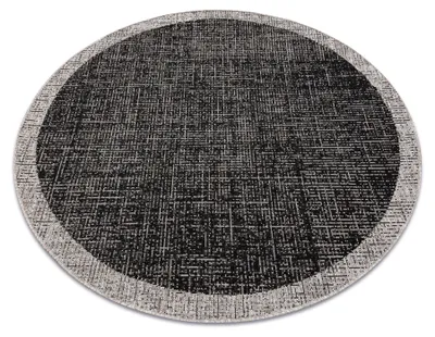 Zdjęcie produktu dla DYWAN SZNURKOWY SIZAL FLOORLUX KOŁO 20401 Ramka / srebrny czarny koło 120 cm