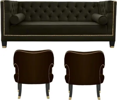Produktbild von Chesterfield Sessel Schwarze xxl Big Textil Stoff Couchen Möbel Polster Garnitur
