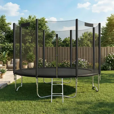 Produktbild von SONGMICS Trampolin 366 cm, Gartentrampolin für Kinder mit Sicherheitsnetz, Randabdeckung, Leiter, schwarz