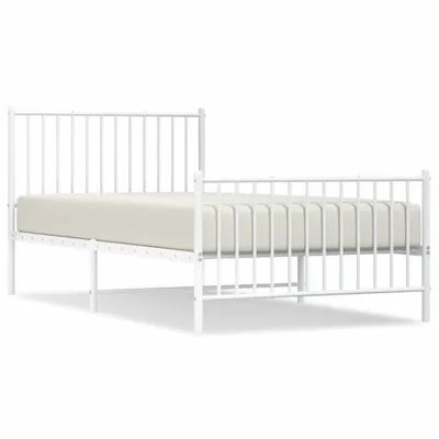 Produktbild von Bettgestell mit Kopf- und Fußteil Metall Weiß 100x200 cm