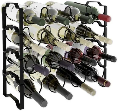 Immagine prodotto di Uniqoos® - Porta bottiglie in metallo: elegante e compatto, ideale per riporre 16 bottiglie di vino, design robusto adatto per cucina e soggiorno