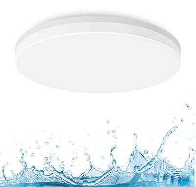Produktbild von LVWIT 24W Deckenlampe, LED Deckenleuchte IP65 Wasserfest, 4000K Badlampe, 2400LM Neutralweiß Licht, Rund Flach Leuchte Decken Ideal für Küche, Schlafzimmer, Balkon, Flur, Bad, Wohnzimmer, Ø330mm