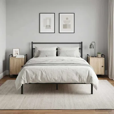 Productafbeelding van vidaXL Nachtkastje, 2 stuks, Sonoma-eikenfineer, houtvezelplaat