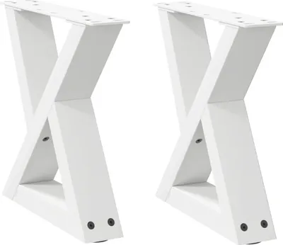 Imagen del producto de vidaXL Patas para mesa de centro, 2 unidades, color blanco, 30 x (30-31,3) cm, acero