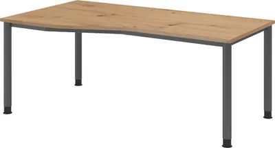 Produktbild von bümö Schreibtisch Serie-H - Nachbildung: Asteiche, Gestell: Graphit, Größe:  180 x 100 cm