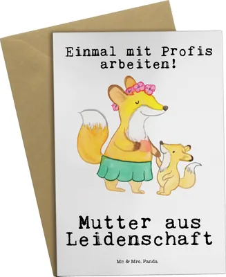 Produktbild von Mr. & Mrs. Panda Klappkarte Mutter Leidenschaft - Weiß - Geschenk, hochzeitskarten, weihnachtskarten, einladungskarten, osterkarten, Grußkarten, neujahrskarte
