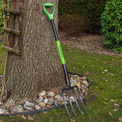 Produktbild von Graafvork aus robustem Kohlenstoffstahl, ergonomischer Griff, Gartengerät für die Bodenbearbeitung