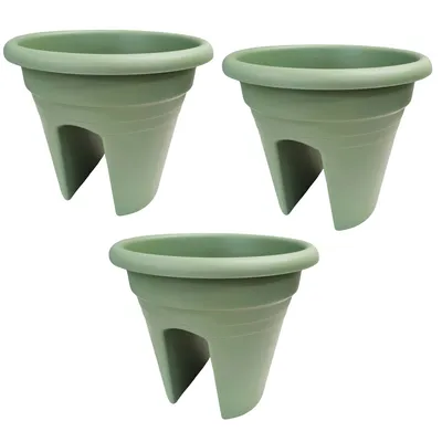 Produktbild von Balkongeländertopf Mediterran 2-fach - Ø 30 cm - Altgrün - 3 Stk