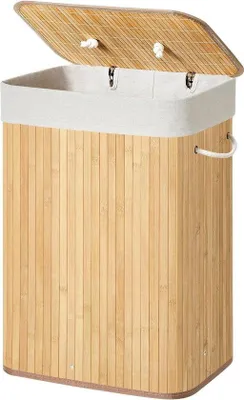 Immagine prodotto di Cestino per il bucato in bambù con coperchio e cestello da 72 L - Beige 40 x 30 x 60 cm