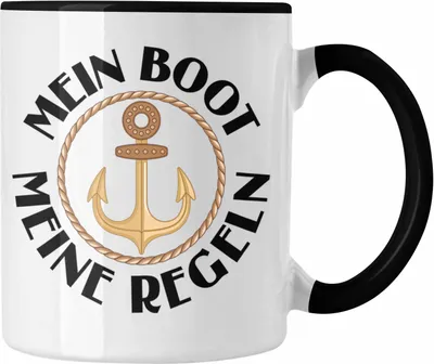 Produktbild von Trendation - Kapitän Tasse Geschenk Käptn Lustiger Spruch Bootsfahrer Sportboot Herren Segler Segeln Motoboot Lustig (Schwarz)