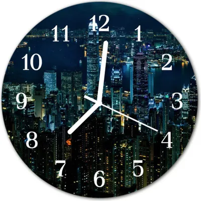 Produktbild von Glasuhr Wanduhr Küchenuhr Echt-Glas 30fi cm Skyline mehrfarbig