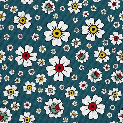 Immagine prodotto di OUTDOOR DEKOSTOFFE OXFORD - Motivo di fiori su sfondo azzurro