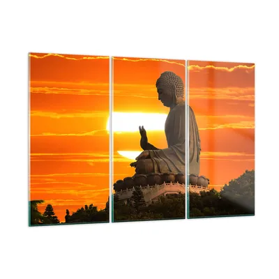 Produktbild von Bilder auf glas - tempel buddha - 105x70cm - Glasbilder - Wandbilder - Bilder - Kunstdruck - zum Aufhängen bereit - Wanddekoration aus Glas - Glas Bilder - Wandbild auf Glas - 3 Teile - GCE105x70-3532