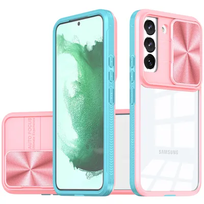 Immagine prodotto di Custodia Galaxy S22 5G, Custodia ibrida in TPU trasparente con fotocamera scorrevole Samsung Galaxy S22 5G Rosa