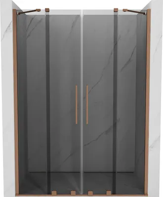 Produktbild von Mexen Velar Duo Schiebetüren 140 cm, Grafit, gebürstetes Kupfer - 871-140-000-42-65
