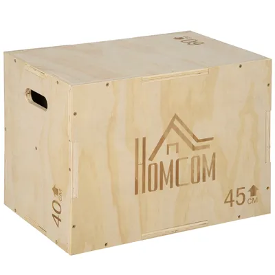Produktbild von HOMCOM Box Jump Plyometrie 3 in 1 Sprungboxgerät Bodybuilding Fitness & Crossfit Plyobox für Boxtraining 40/45/60 cm aus Holz