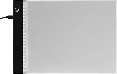 A top-down view of a black and white A4 light pad for drawing or tracing.