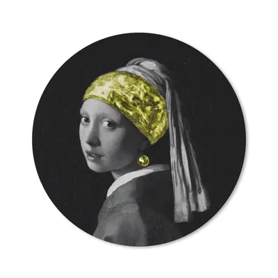 Produktbild von MuchoWow® Mauspad Mousepad Mädchen mit einem Perlenohrring - Gemälde - Gold 40x40 cm - Mousepads - Maus Mat - Pad - Mausunterlage - Schreibtisch Accessoires
