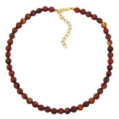 Produktbild von Kette 8mm Vierkantperle Kunststoff rot-gold-marmoriert glänzend 45cm rot 45 cm