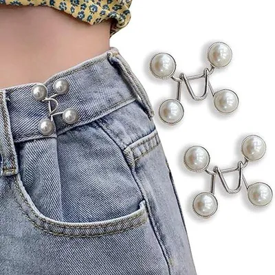 Produktbild von Verstelbare taillebandverstevigers für Jeans, mit abnehmbaren Dekorationsknöpfen; Knopfbeschläge für Jeans, die ohne Nähen oder Werkzeug befestigt werden können.