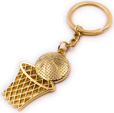 Produktbild von Onwomania Schlüsselanhänger Basketball Korb Ball Gold Anhänger Keychain