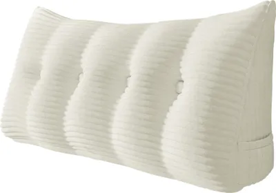 Zdjęcie produktu dla Poduszka do czytania na oparcie łóżka – wyściełana i wygodna, kremowo-biała | PillowPalette