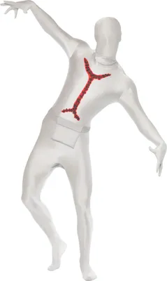Produktbild von Autopsie-Narbe Second-Skin-Suit weiss-rot