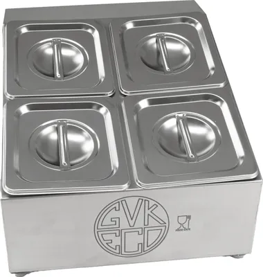Image de Rehausse GN pour 4 récipients Gastronorm 1/6, y compris récipients GN 1/6 100 mm avec couvercle