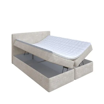 Produktbild von Bett Boxspringbett SENO ohne Topper mit Bettkästen - Doppelbett, Stauraum, Schlafzimmer, Polsterbett, Bettgestell (140x200, Beige - Tilia 03)