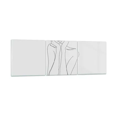 Produktbild von Bilder auf glas - 3 Teile - Träumerei Frau Skizze - 90x30cm - Glasbilder - Wandbilder - Bilder - zum Aufhängen bereit - Wanddekoration aus Glas - Glas Bilder - Wandbild auf Glas - GCA90x30-4414