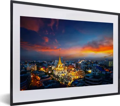 Produktbild von MuchoWow® MuchoWow® Gerahmtes Poster Gold - Buddha - Thailand 40x30 cm - Poster mit zchwarzem Bilderrahmen - Bilderrahmen - Poster im Rahmen