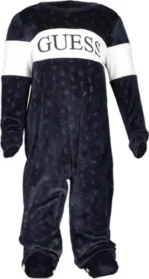 Produktbild von Guess Jeans Strampler aus Chenille mit Kontrastdetails und Logo für Jungen : Größe - 0-3M Größe: 0-3M