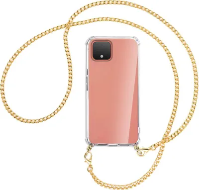 Produktbild von Handykette Backcover-Schutzhülle mit Band (Metall goldfarben) für Google Pixel 4 XL - goldfarbene Kette
