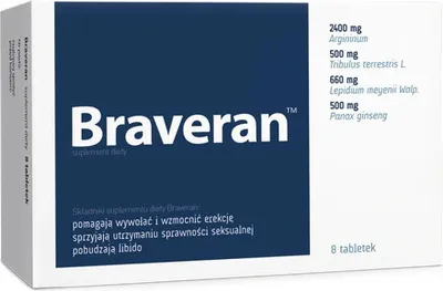 Zdjęcie produktu dla Braveran wspomagający erekcje, 8 tabletek