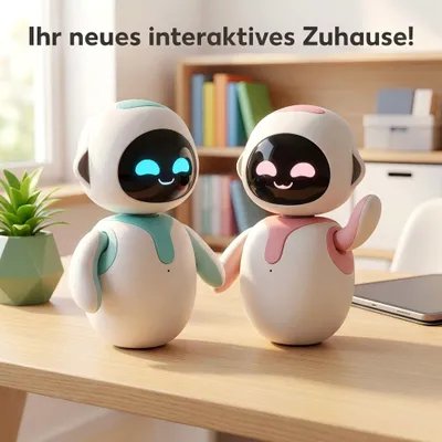 Obrázok produktu pre AIORBER, sada 2 interaktívnych robotických hračiek, stolný spoločník s dotykovým senzorom, robot vyjadrujúci emócie, vhodný pre deti aj dospelých, modrá + ružová
