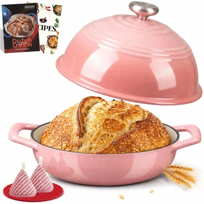 6QT Emaille-Gusseisen Sauerteigbrotbackform mit Kuppeldeckel